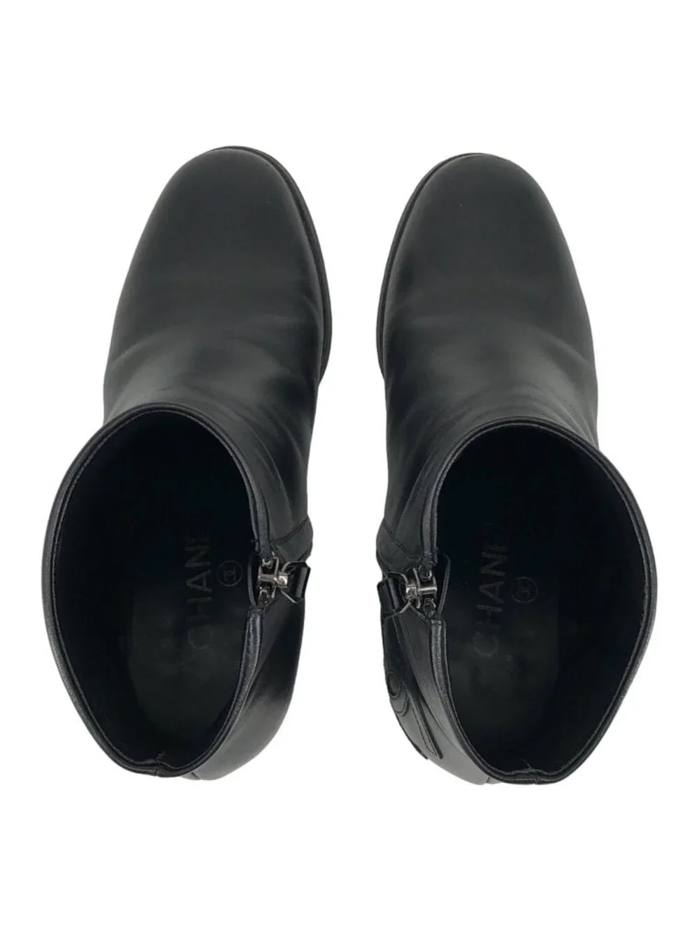 Chanel Leather CC Logo Ankle Boots 37C Black